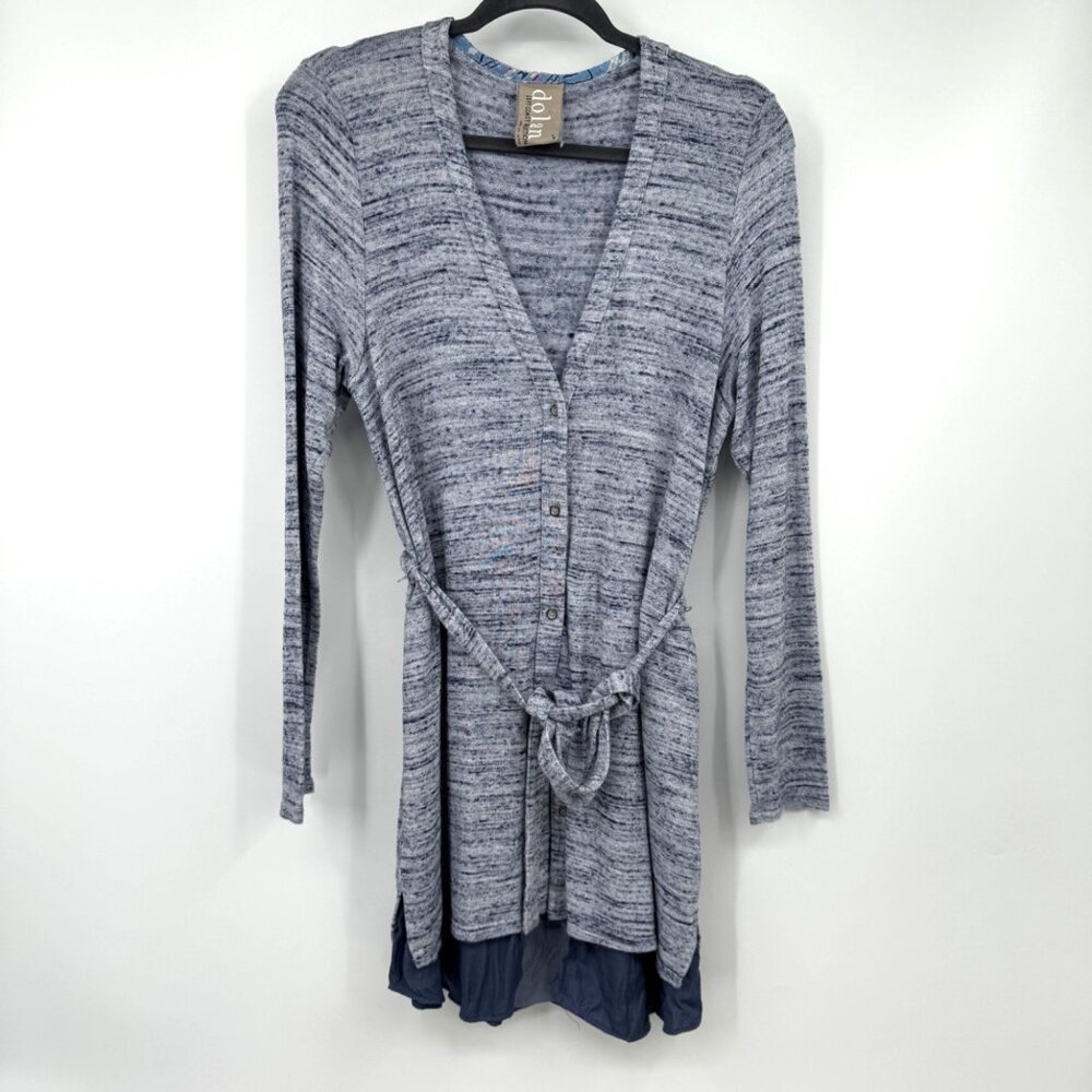 Anthropologie Dolan Left Coast Collection Blue  Gray Sweater Tunic Cardigan Size